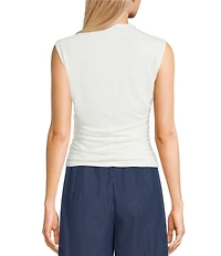I.N. San Francisco Mock Neck Shirred Side Top
