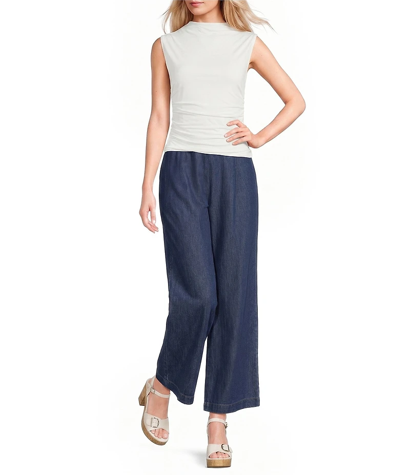 I.N. San Francisco Mock Neck Shirred Side Top