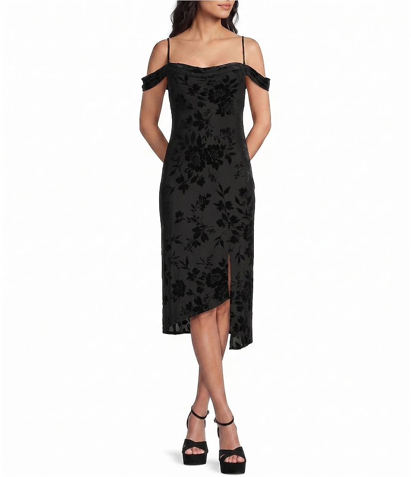 I.N. San Francisco Off-The-Shoulder Cowl Neck Asymmetric Hem Dress
