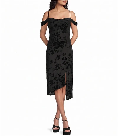 I.N. San Francisco Off-The-Shoulder Cowl Neck Asymmetric Hem Dress