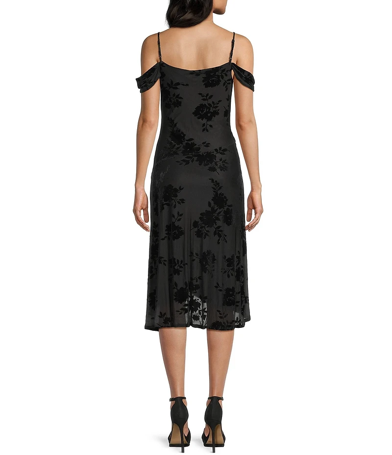I.N. San Francisco Off-The-Shoulder Cowl Neck Asymmetric Hem Front Slit Slip Dress