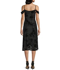 I.N. San Francisco Off-The-Shoulder Cowl Neck Asymmetric Hem Front Slit Slip Dress