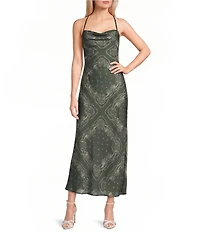 I.N. San Francisco Paisley Printed Cowl Neck Slip Dress