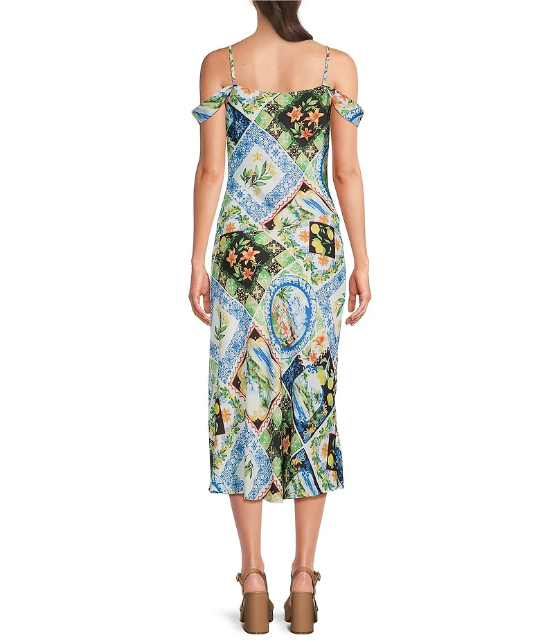 I.N. San Francisco Patchwork Printed Off The Shoulder Midi Dress