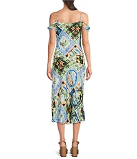 I.N. San Francisco Patchwork Printed Off The Shoulder Midi Dress