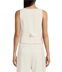 I.N. San Francisco Pinstripe Square Neck Button-Front Coordinating Vest Top