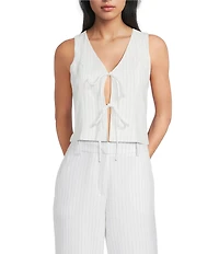 I.N. San Francisco Pinstripe Tie Front Vest