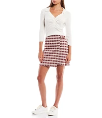 I.N. San Francisco Plaid Double Knit Mini Skirt