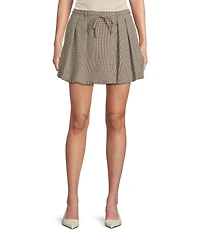 I.N. San Francisco Plaid Mid Rise Tie Front Pull On Bubble Skirt