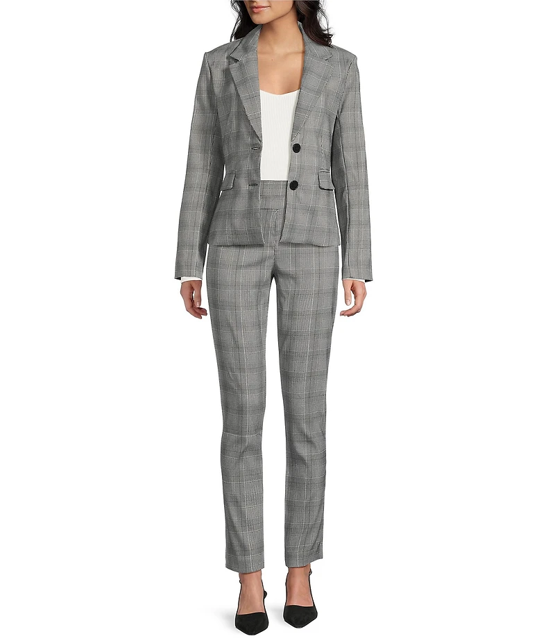 I.N. San Francisco Plaid Slim Fit Structured Notch Lapel Patch Pocket 2-Button Blazer