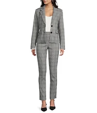 I.N. San Francisco Plaid Slim Fit Structured Notch Lapel Patch Pocket 2-Button Blazer