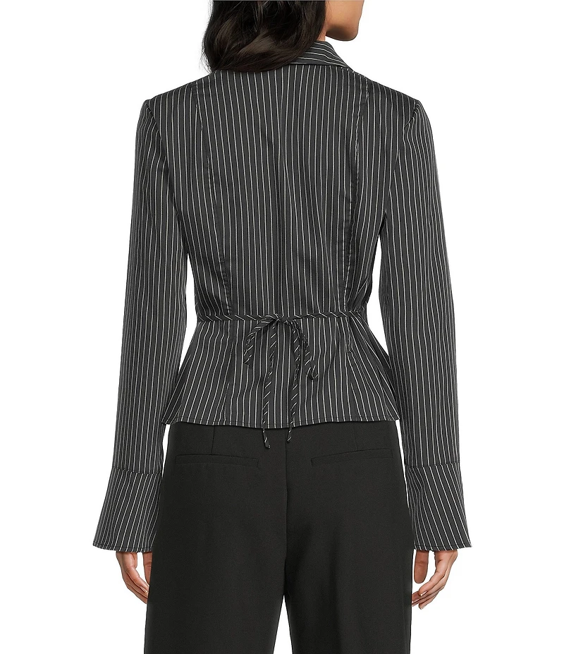 I.N. San Francisco Poplin Collared Button Front Long Sleeve Top