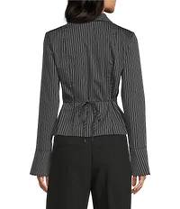 I.N. San Francisco Poplin Collared Button Front Long Sleeve Top