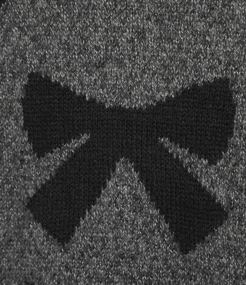 I.N. San Francisco Printed 3D Bow Crew Neck Long Sleeve Sweater