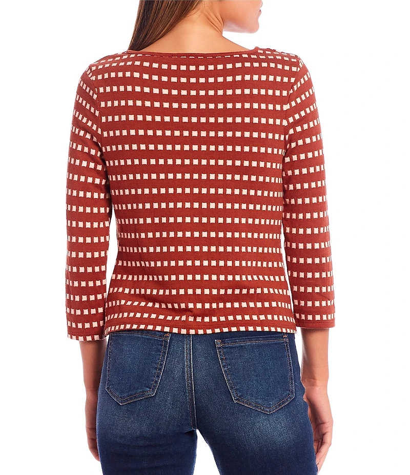 I.N. San Francisco Printed Cinched Front Long Sleeve Top