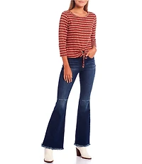 I.N. San Francisco Printed Cinched Front Long Sleeve Top