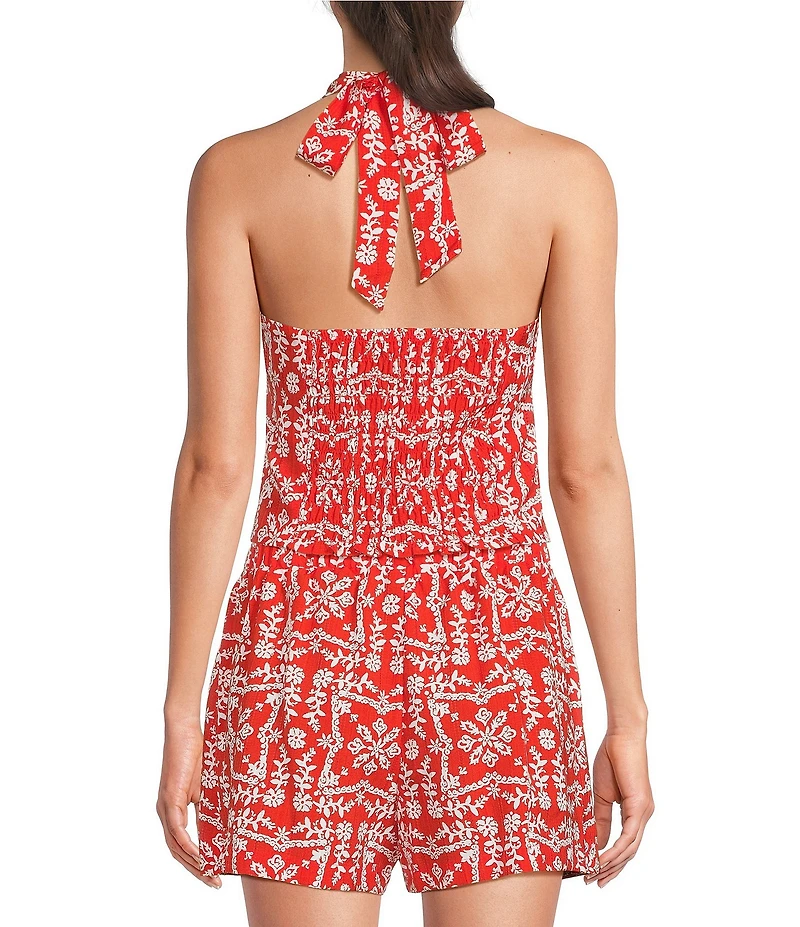 I.N. San Francisco Printed Halter Tie Neck Top