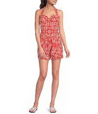 I.N. San Francisco Printed Wrap Tie Front Skort