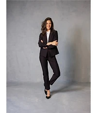 I.N. San Francisco Round Lapel 3/4 Shirred Sleeve One Button Blazer