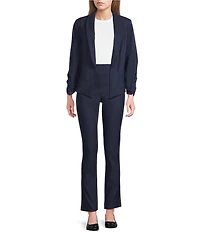 I.N. San Francisco Round Lapel 3/4 Shirred Sleeve One Button Blazer