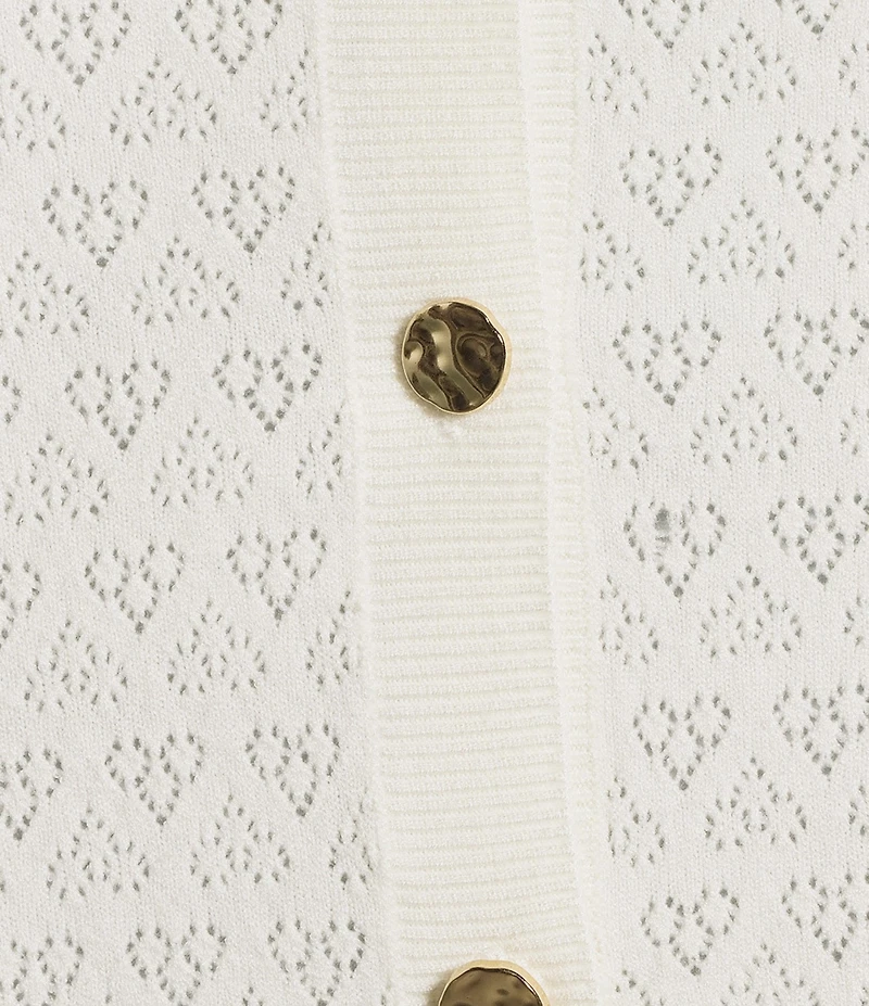 I.N. San Francisco Ruffle Collar Short Puff Sleeve Sweater Cardigan