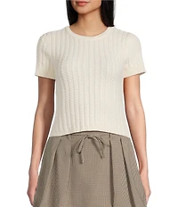 I.N. San Francisco Satin Point Collar Tie Front Short Sleeve Sweater Top