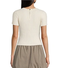 I.N. San Francisco Satin Point Collar Tie Front Short Sleeve Sweater Top