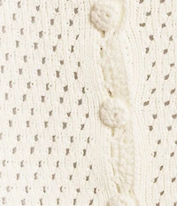 I.N. San Francisco Scalloped Button Front Crochet Sweater