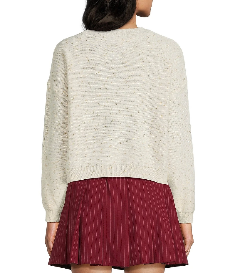 I.N. San Francisco Sequin Bow Crew Neck Long Sleeve Sweater