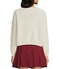 I.N. San Francisco Sequin Bow Crew Neck Long Sleeve Sweater