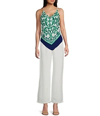 I.N. San Francisco Sleeveless Bohemian-Printed Scarf-Front Camisole