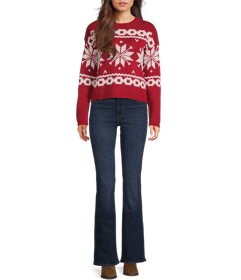 I.N. San Francisco Snowflake Crewneck Long Sleeve Sweater