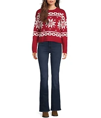 I.N. San Francisco Snowflake Crewneck Long Sleeve Sweater