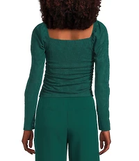 I.N. San Francisco Square Neck Long Puff Sleeve Shirred Top