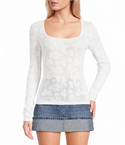 I.N. San Francisco Square Neck Long Sleeve Crop Top