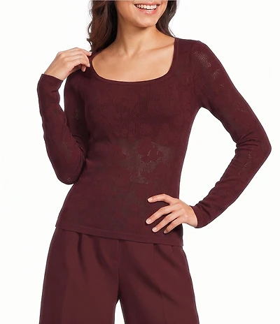 I.N. San Francisco Square Neck Long Sleeve Crop Top
