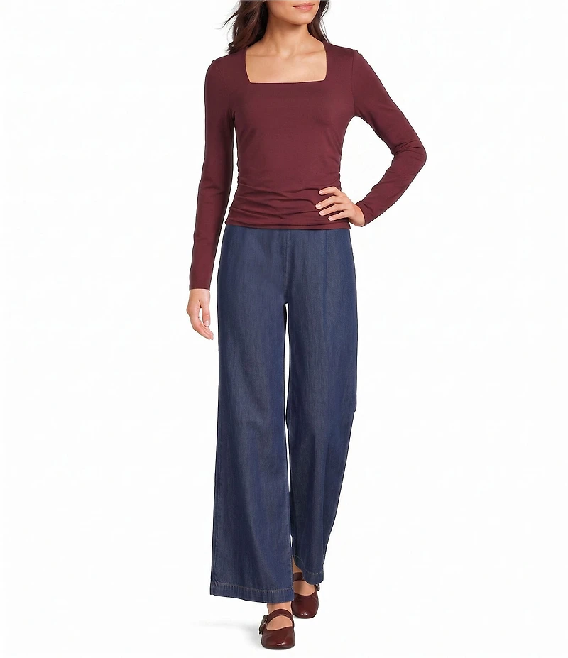 I.N. San Francisco Square Neck Long Sleeve Cropped Top