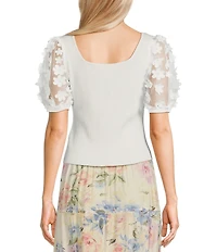 I.N. San Francisco Square Neck Short Floral Sleeve Top