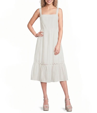 I.N. San Francisco Square Neck Tiered Midi Dress