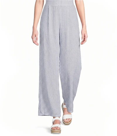 I.N. San Francisco Striped Hi-Waisted Wide Leg Pull On Pants