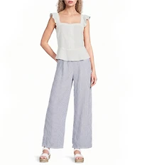 I.N. San Francisco Striped Hi-Waisted Wide Leg Pull On Pants