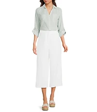 I.N. San Francisco Striped Pocket Front 3/4 Sleeve Button Front Shirt