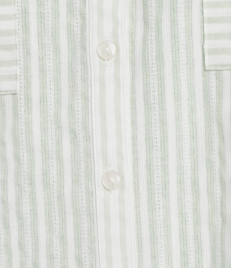 I.N. San Francisco Striped Pocket Front 3/4 Sleeve Button Front Shirt