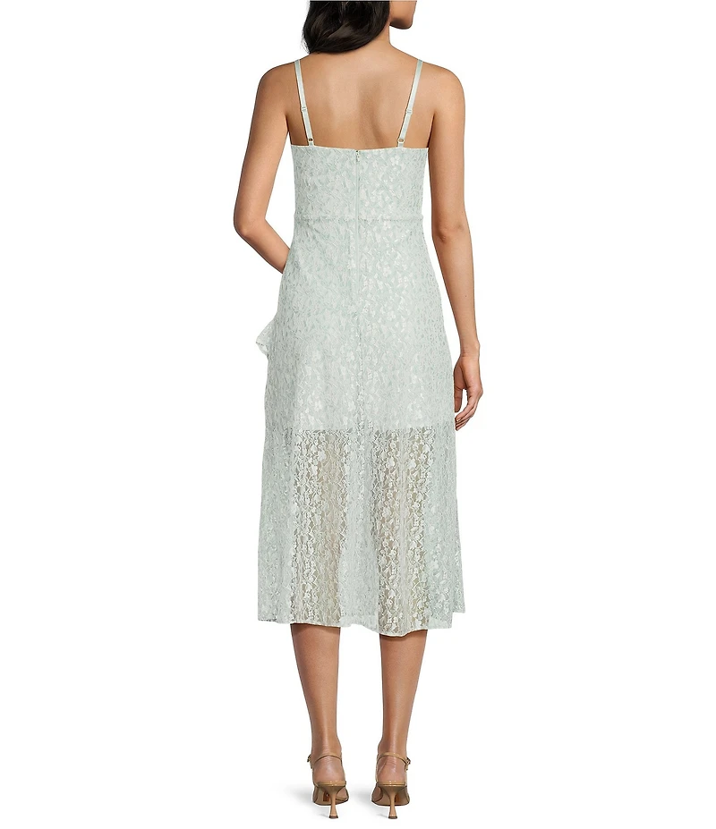 I.N. San Francisco Sweetheart Neck Corseted Asymmetrical Ruffled Hem Dress