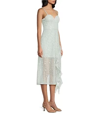 I.N. San Francisco Sweetheart Neck Corseted Asymmetrical Ruffled Hem Dress
