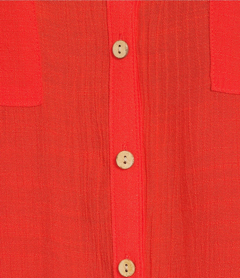 I.N. San Francisco Textured Woven 3/4 Roll Tab Sleeve Patch Pocket Button Front Shirt