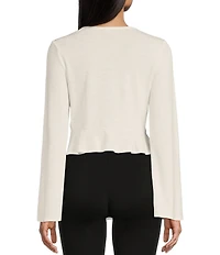 I.N. San Francisco Tie Front Long Bell Sleeve Hacci Shrug Top