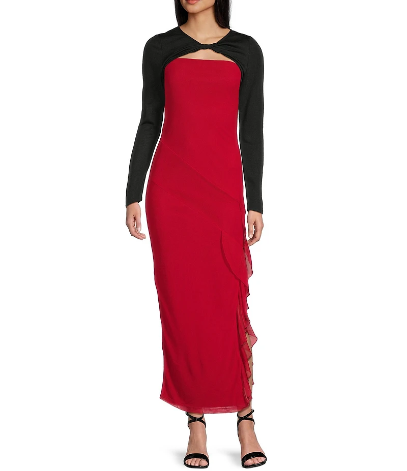 I.N. San Francisco Twist Front Long Sleeve Shrug