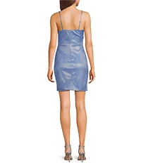 I.N. San Francisco V-Neck Faux Wrap Pleated Dress