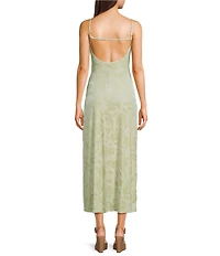 I.N. San Francisco Velvet Floral Cowl Neck Midi Slip Dress